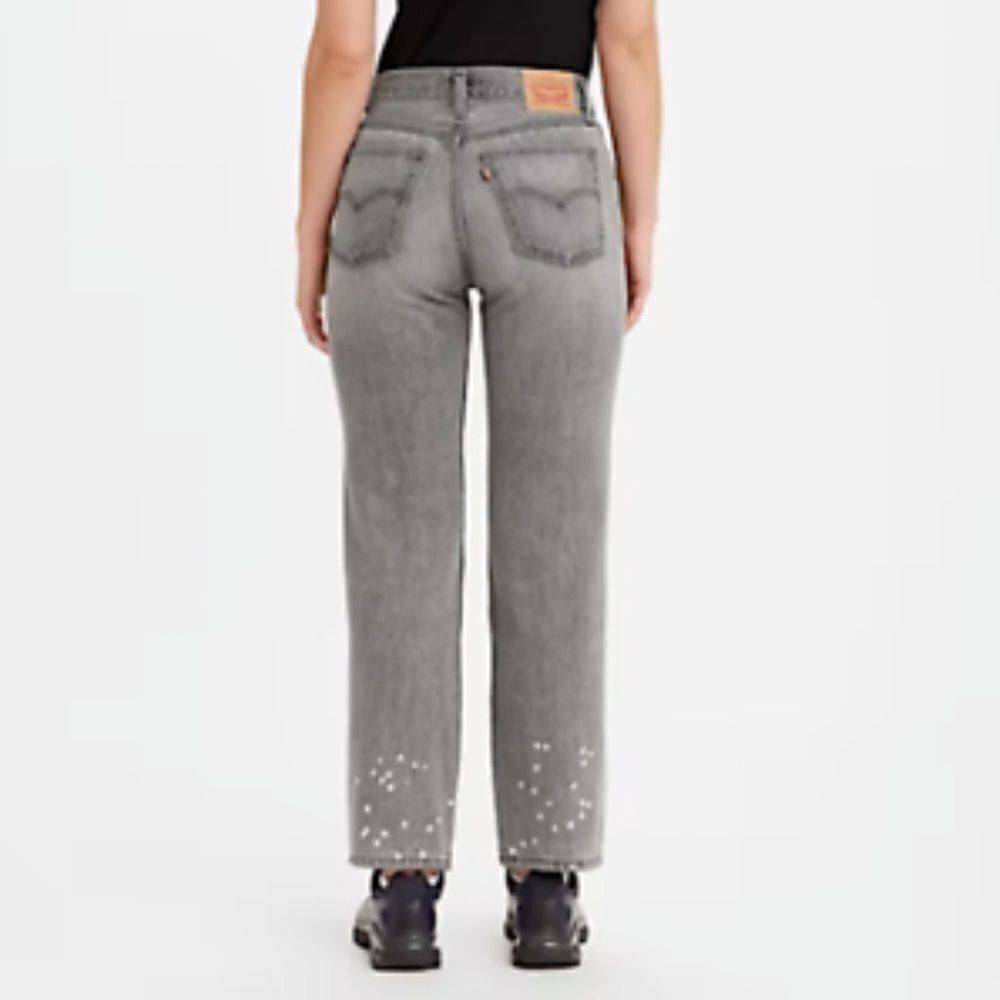 NWT Levi’s Women's Low Pro Stonewash Straight Jean Gray Denim Splatter Size 29